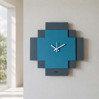 Arti e Mestieri Orologio da parete quadrato moderno con design geometrico sovrapposto Tetris