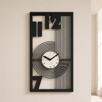 Arti e Mestieri Orologio da parete rettangolare con quadrante centrale e dettagli geometrici Gropius