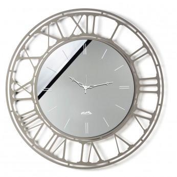 Arti e Mestieri Orologio da parete rotondo grande in metallo con quadrante in vetro specchiato Axis 90