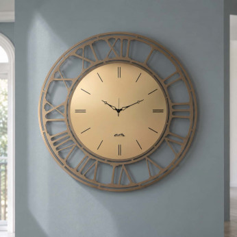 Arti e Mestieri Orologio da parete rotondo grande in metallo con quadrante in vetro specchiato Axis 90