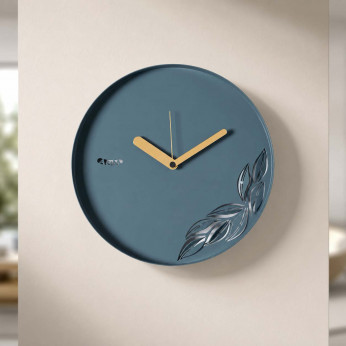 Arti e Mestieri Orologio da parete rotondo in metallo con decoro moderno con foglia Alba