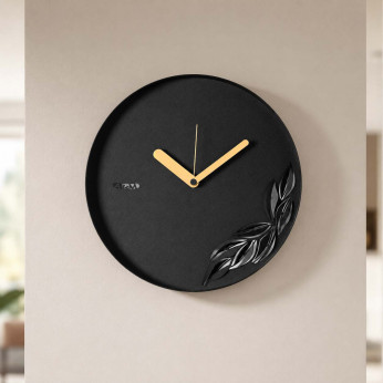 Arti e Mestieri Orologio da parete rotondo in metallo con decoro moderno con foglia Alba