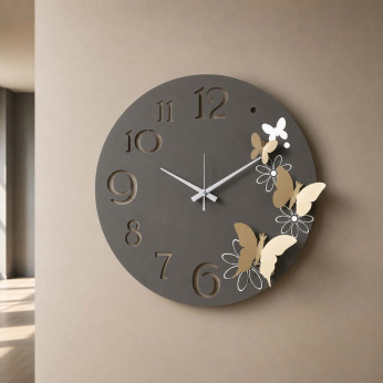 Arti e Mestieri Orologio da parete rotondo in metallo con farfalle decorative Farfalle