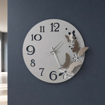 Arti e Mestieri Orologio da parete rotondo in metallo con farfalle decorative Farfalle