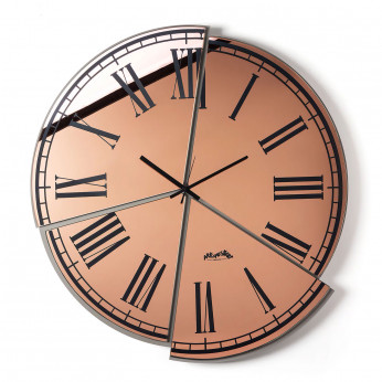 Arti e Mestieri Orologio da parete rotondo in metallo con quadrante in vetro specchiato Kintsugi