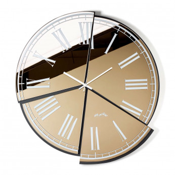 Arti e Mestieri Orologio da parete rotondo in metallo con quadrante in vetro specchiato Kintsugi