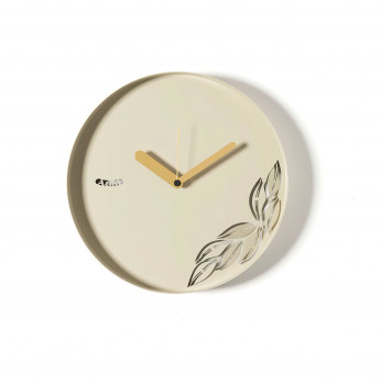 Arti e Mestieri Orologio da parete rotondo in metallo con decoro moderno con foglia Alba