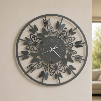 Arti e Mestieri Orologio da parete rotondo piccolo in metallo dal design moderno Sfarfallio