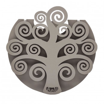 Arti e Mestieri Porta umidificatore in metallo e vaschetta in ceramica di design Albero della Vita