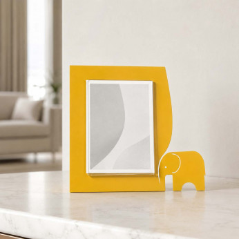 Arti e Mestieri Portafoto grande da tavolo in metallo dal design particolare Elefantino