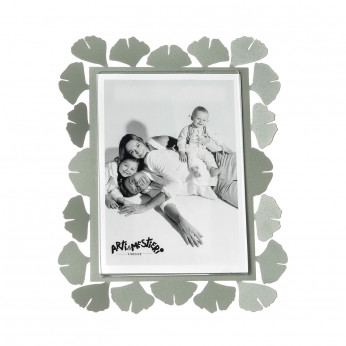 Arti e Mestieri Portafoto grande in metallo di design Ginkgo