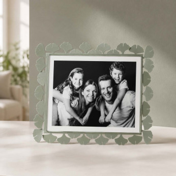 Arti e Mestieri Portafoto grande orizzontale in metallo di design Ginkgo