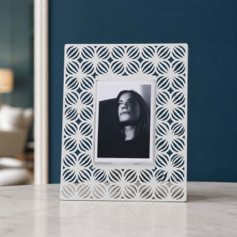 Arti e Mestieri Portafoto moderno da tavolo con cornice in metallo Ikat