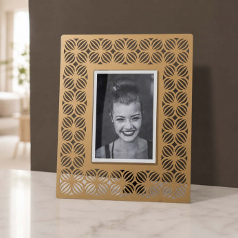 Arti e Mestieri Portafoto moderno da tavolo con cornice in metallo Ikat