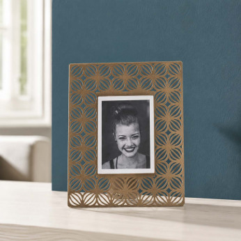 Arti e Mestieri Portafoto moderno da tavolo con cornice in metallo Ikat