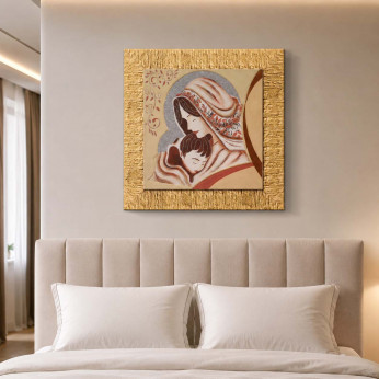 Artitalia Capezzale classico in rilievo con cornice oro e decori materici glitterati 70x70 