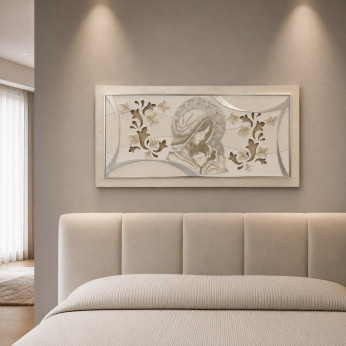Artitalia Capezzale con Maternità in rilievo decori materici e foglia argento 120x60 