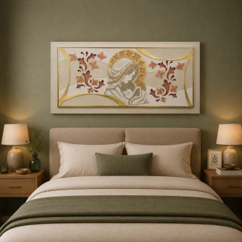 Artitalia Capezzale con Maternità moderno in rilievo decori materici e foglia oro 120x60 