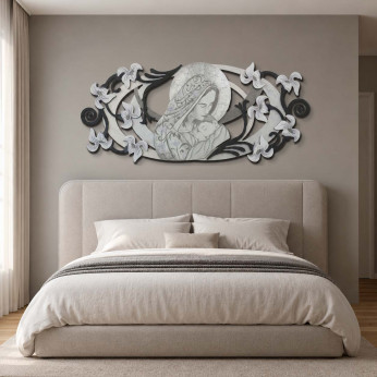 Artitalia Capezzale in legno la maternità in rilievo e dettagli in foglia argento 155x65 
