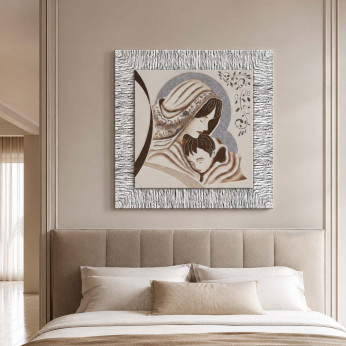 Artitalia Capezzale in rilievo classico con cornice oro e decori materici glitterati 70x70 