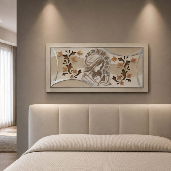 Artitalia Capezzale Maternità in rilievo decori materici e foglia argento 120x60 