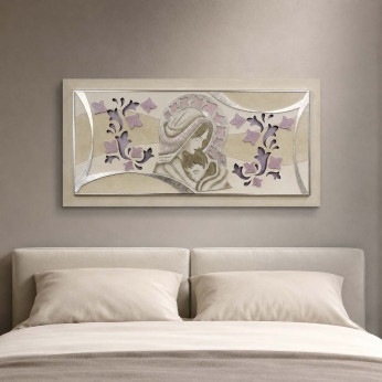 Artitalia Capezzale Maternità in rilievo moderno decori materici e foglia argento 120x60 
