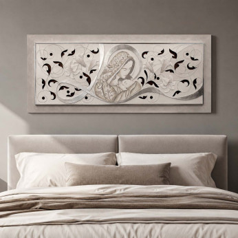 Artitalia Capezzale moderno con decori in rilievo e dettagli foglia argento 155x65 