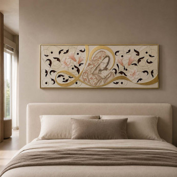 Artitalia Capezzale moderno con decori in rilievo e dettagli foglia oro 155x65 