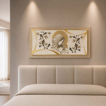 Artitalia Capezzale moderno con maternità in rilievo decori materici e foglia oro 120x60 