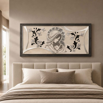 Artitalia Capezzale moderno Maternità in rilievo decori materici e foglia argento 120x60 
