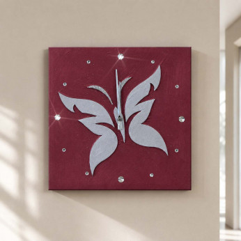 Artitalia Orologio da parete con tema in rilievo decori materici e glitter argento 