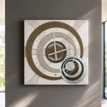 Artitalia Orologio da parete moderno in rilievo decori materici e foglia argento "Astral"