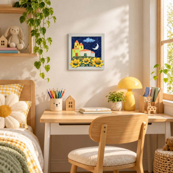 Artitalia Pannello decò con paesaggio in rilievo materico colori fluorescenti 35x35 