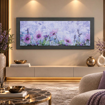 Artitalia Pannello in legno a tema floreale effetto rilievo e dettagli argento 100X50 