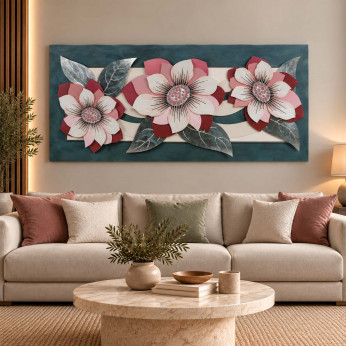 Artitalia Pannello in legno con decori materici in rilievo dallo stile moderno 155x65