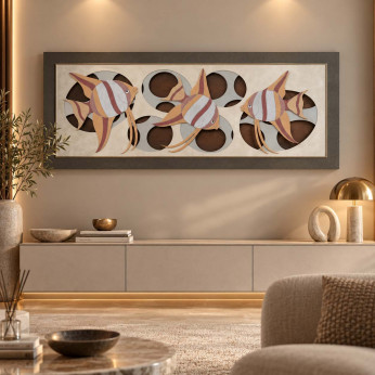 Artitalia Pannello in legno con raffigurazione marina in rilievo in stile moderno 155x65 