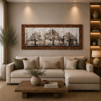Artitalia Pannello in legno tema in rilievo astratto decori e dettagli in argento 155x65 