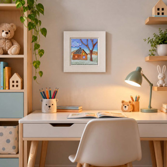 Artitalia Quadretto con tema Inverno stile materico con colori fluorescenti moderno 35x35