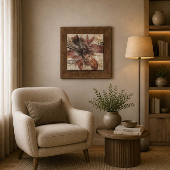 Artitalia Quadretto moderno in rilievo tema floreale effetto con dettagli in argento 35x35