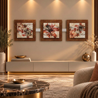 Artitalia Quadro con tema floreale effetto rilievo moderno con dettagli in argento 140x40