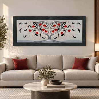 Artitalia Quadro in legno albero della vita in rilievo dettagli foglia argento 155x65