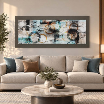 Artitalia Quadro in legno tema moderno astratto in rilievo dettagli in argento 155X65 