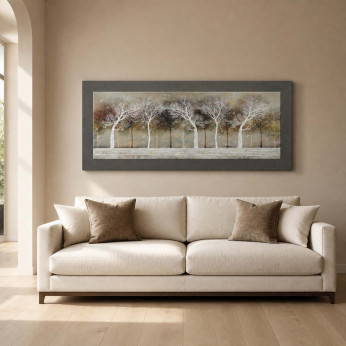 Artitalia Quadro in legno tema paesaggistico in rilievo con dettagli in argento 155x65 