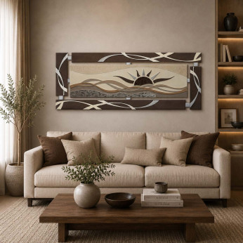 Artitalia Quadro in rilievo dipinto su legno con glitter e foglia argento moderno 150x65 