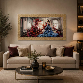 Artitalia Quadro moderno con cornice dorata decori materici e dettagli glitterati 156x86