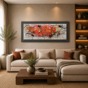 Artitalia Quadro moderno in legno tema astratto in rilievo dettagli in argento 100X50