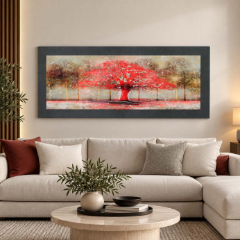 Artitalia Quadro moderno in legno tema paesaggio in rilievo dettagli in argento 155X65