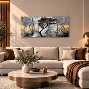 Artitalia Quadro moderno materico astratto in rilievo 3d e dettagli foglia argento 100X50 