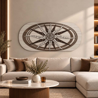 Artitalia Quadro pannello in legno con il sole stilizzato in 3d dalle linee moderne 120x60