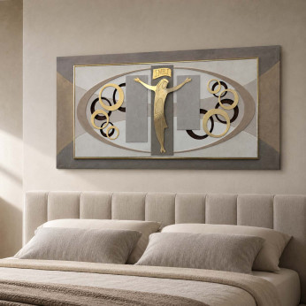 Artitalia Quadro per camera da letto in stile moderno con crocifisso 120x60 